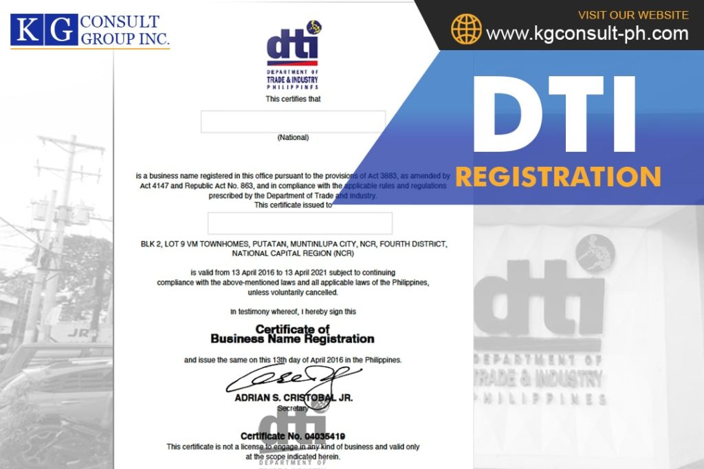 DTI Registration in the Philippines KGCI